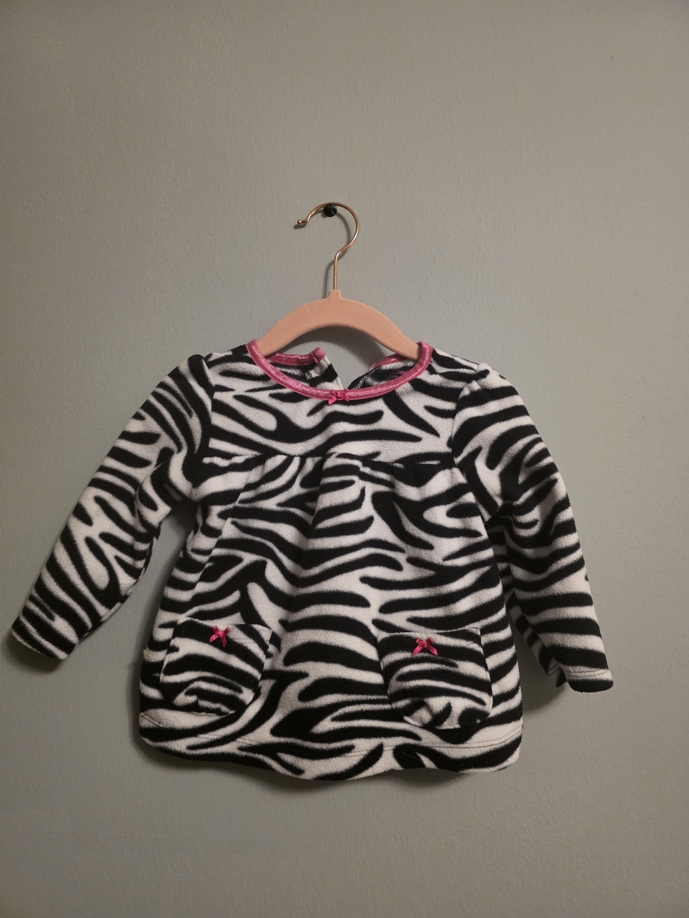 Carter's Black & White Zebra Fleece Top with Pink Accents
